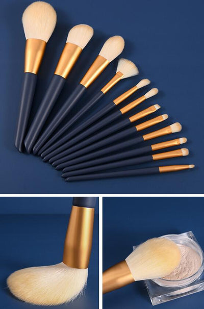 12PCS Natural Hair Makeup Brushes Foundation