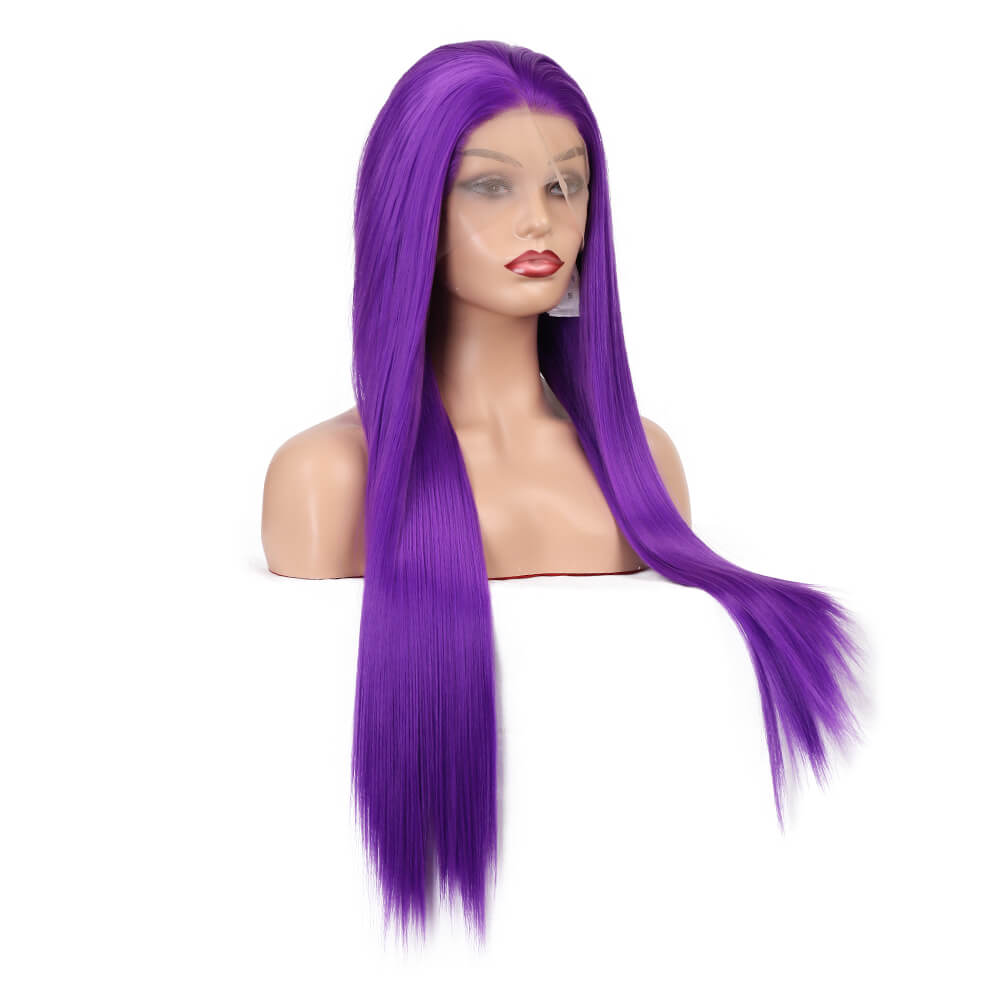 Natural Transition Wig Purple | Body Wave Purple Blend Wig Human Hair